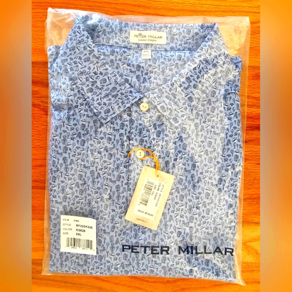 Peter Millar Golf Polo Shirt New 2XL